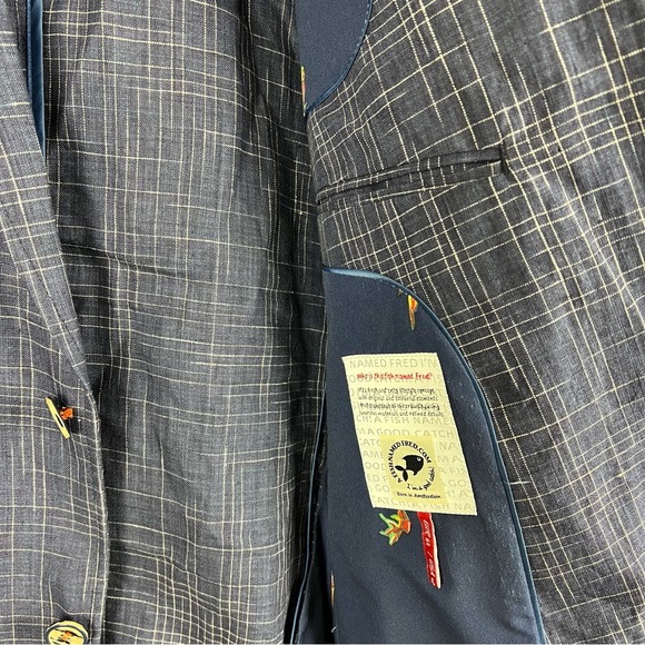 A Fish Named Fred Linen Blazer Jacket Size 40 - Picture 4 of 10